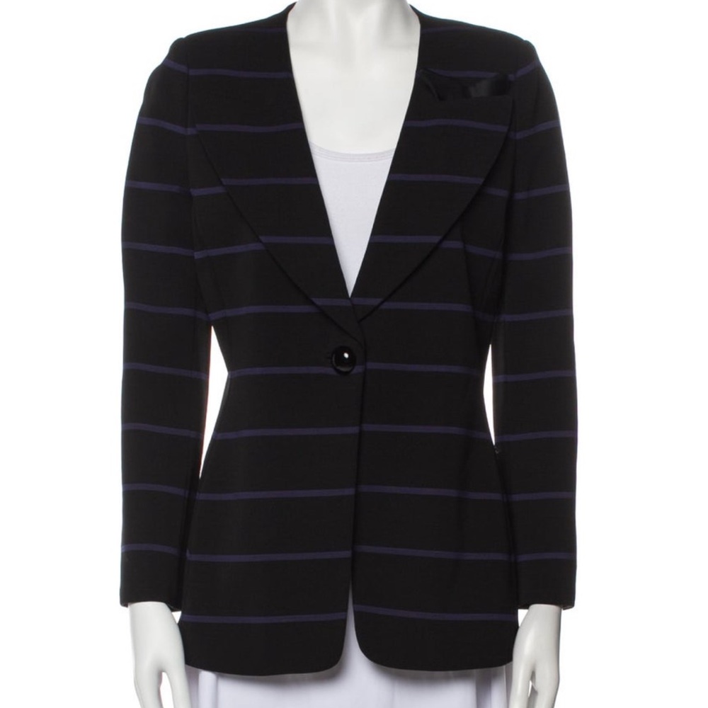 Giorgio Armani Black and Blue Striped Blazer